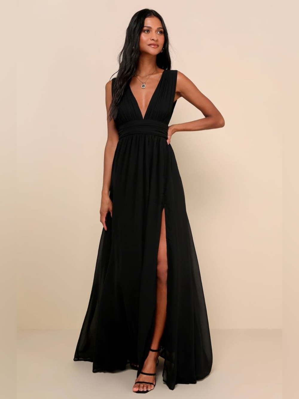 Lulus Heavenly Hues Black Maxi Dress Size XS NWT